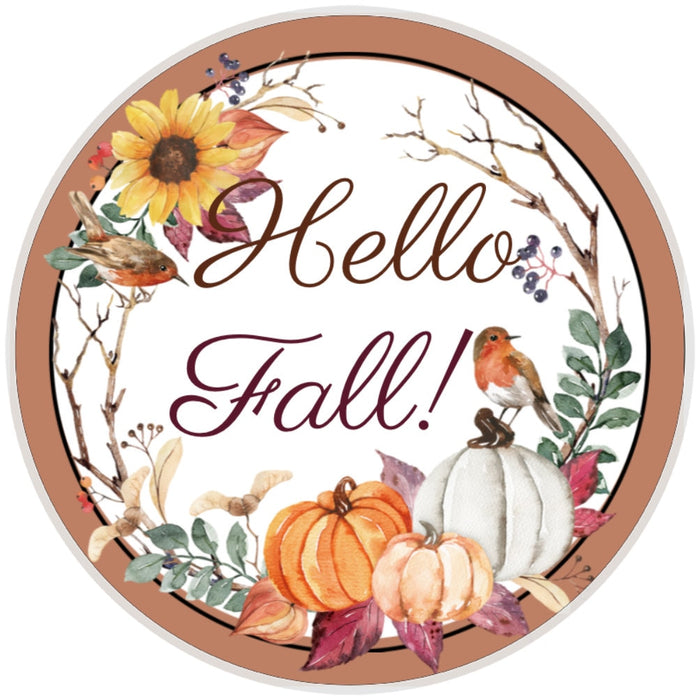 10 Hello Fall Pumpkin Sign, Wreath Sign, Home Decor