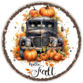 10 Hello Fall Pumpkin Truck Sign, Wreath Sign, Metal Sign, Home Decor