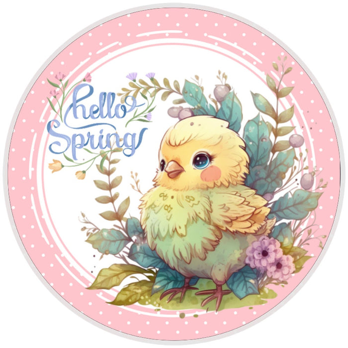 10 Hello Spring Chick Sign, Wreath Sign, Home Decor