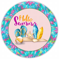 10” Hello Summer Beach Wreath Sign, Home Decor, Aluminum, The Ritzy Cactus
