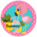 10” Hello Summer Flamingo Pineapple Wreath Sign, Home Decor, Aluminum, The Ritzy Cactus