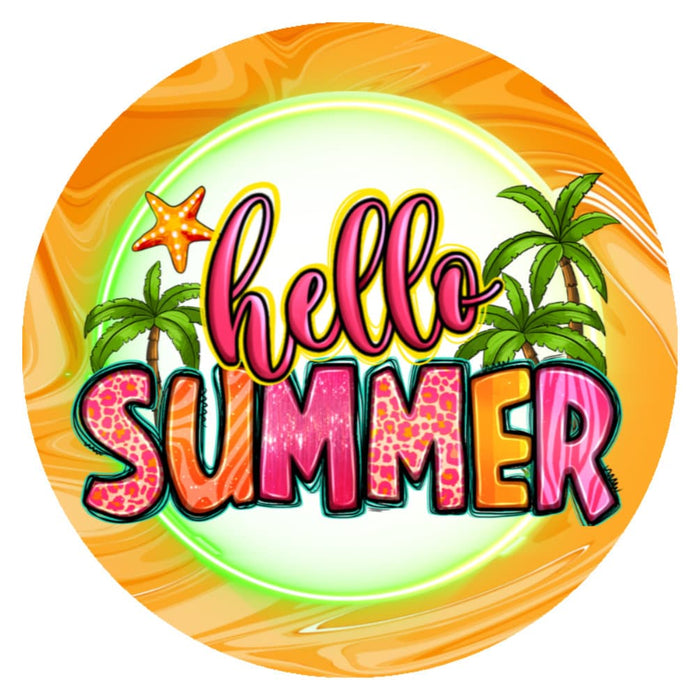 10 Hello Summer Time Sign, Metal Wreath Sign, Home Decor