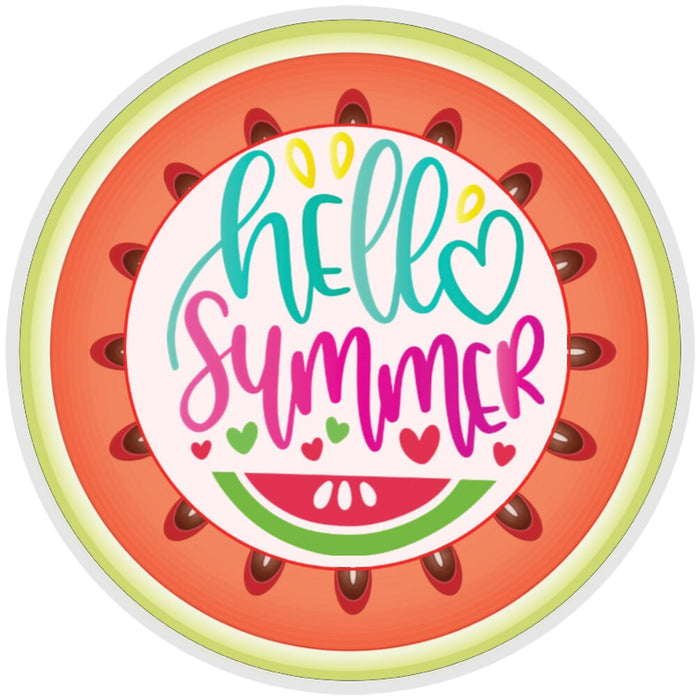 10 Hello Summer Watermelon Sign, Metal Wreath Sign, Home Decor