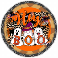 10” Hey Boo Halloween Ghost Sign, Home Decor, Aluminum, The Ritzy Cactus
