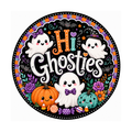 10" Hi Ghosties Halloween Sign, Metal Wreath Sign,  Halloween Sign Home Decor