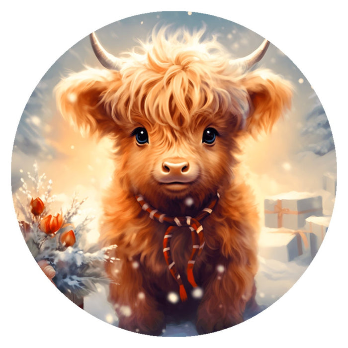 10 Highland Cow Candle Light Sign, Metal Wreath Sign, Home Decor
