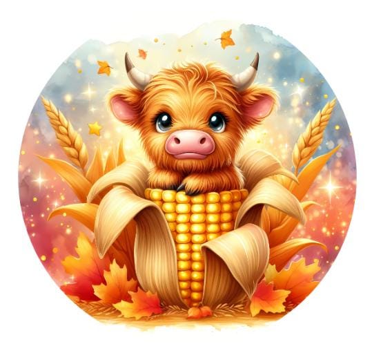 10 Highland Cow Corn Sign, Wreath Sign, Metal Sign, Home Decor, DIY Crafts