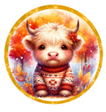 10” Highland Cow Fall Sweater Sign, Wreath Sign, Metal Sign, Home Decor, DIY Supplies