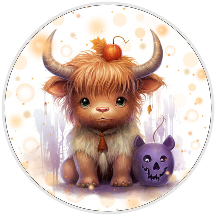 10 Highland Cow Halloween Sign, Wreath Sign, Home Decor