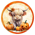 10 Highland Cow Halloween Sign, Wreath Sign, Home Decor