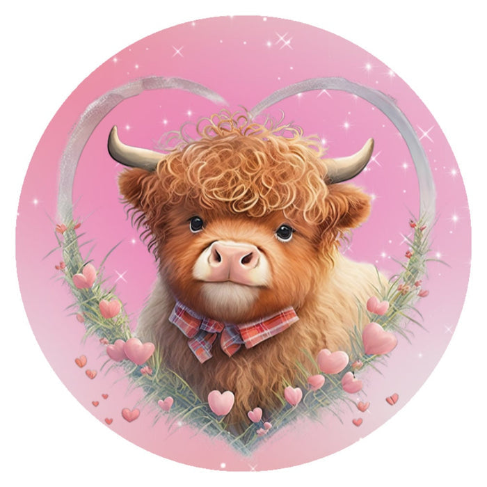 10 Highland Cow Heart Valentine  Sign, Wreath Sign, Home Decor