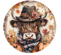 10 Highland Cow Rustic Rose Fall Wreath Sign, Wreath Sign, Metal Sign, Home Decor