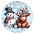 10 Highland Cow Snowman Sign, Wreath Sign, Metal Sign, Home Decor