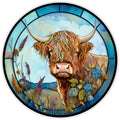 10 Highland Cow Stained Glass Look Sign, Metal Wreath Sign, Home Decor