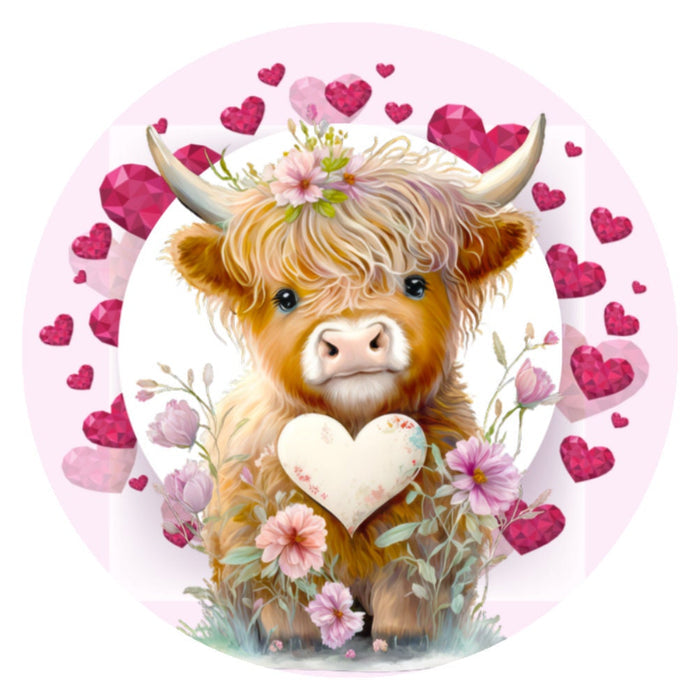 10 Highland Cow Valentine Sign, Wreath Sign, Home Decor