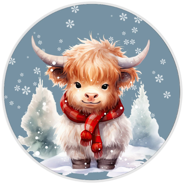 10 Highland Cow Winter  Sign, Metal Wreath Sign, Home Decor
