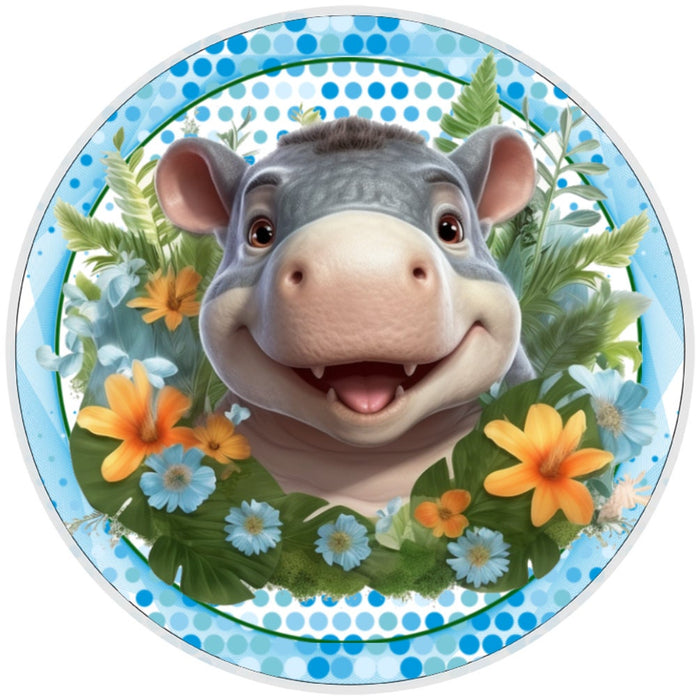 10 Hippopotamus Floral Sign, Wreath Sign, Home Decor, Metal Sign, The Ritzy Cactus