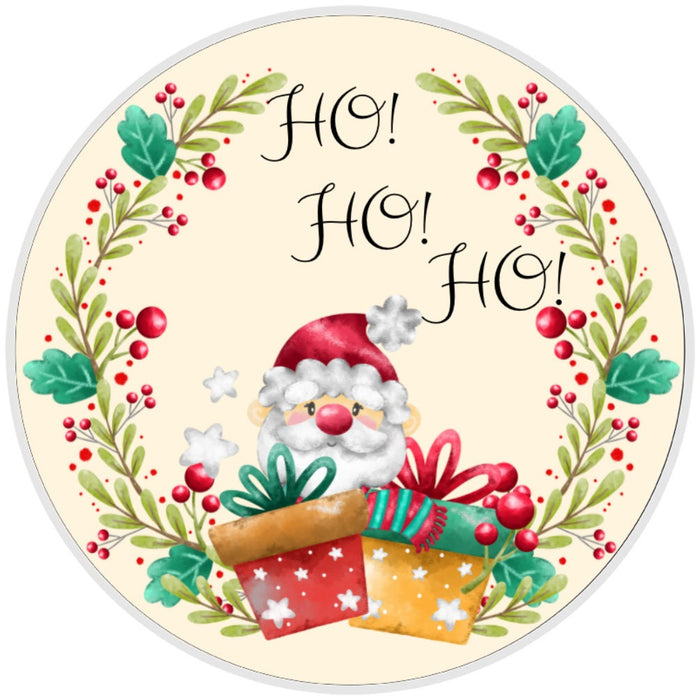 10 Ho Ho Ho Santa  Christmas Sign, Wreath Sign, Home Decor, Round Metal Sign