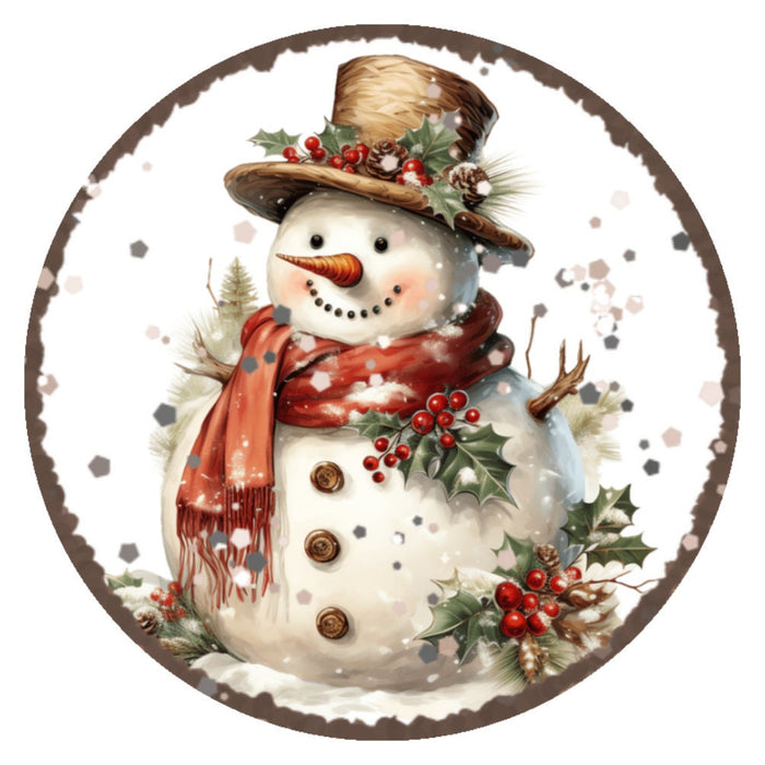 10 Holly Snowman  Sign, Metal Wreath Sign, Home Decor