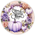 10 Home Sweet Home  Purple Pumpkin Fall Sign, Wreath Sign, Metal Sign, Home Decor