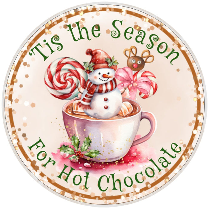10 Hot Chocolate Snowman Wreath Sign, Metal Wreath Sign, Home Decor