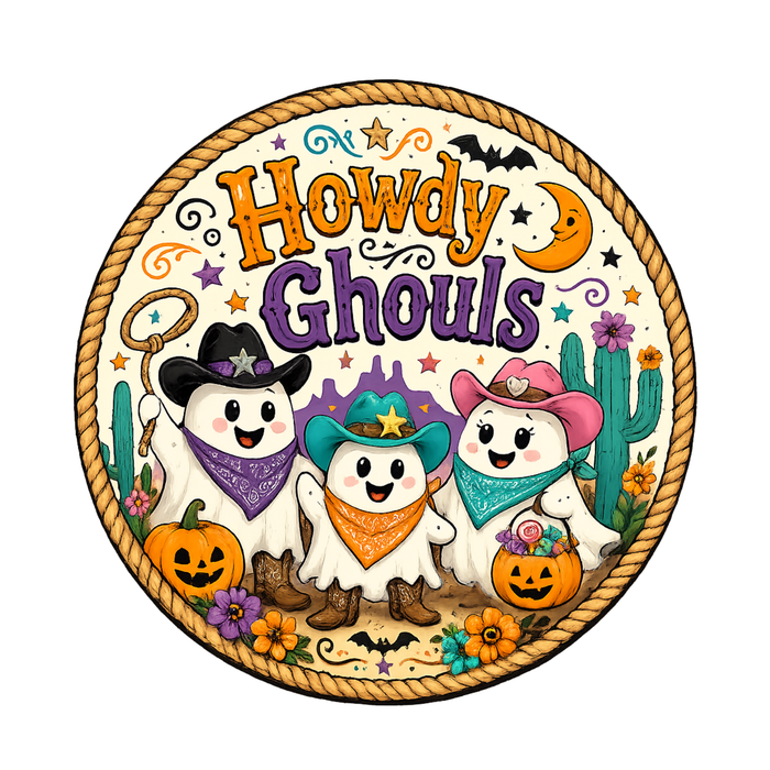 10" Howdy Ghouls Halloween Sign, Metal Wreath Sign,  Halloween Sign Home Decor