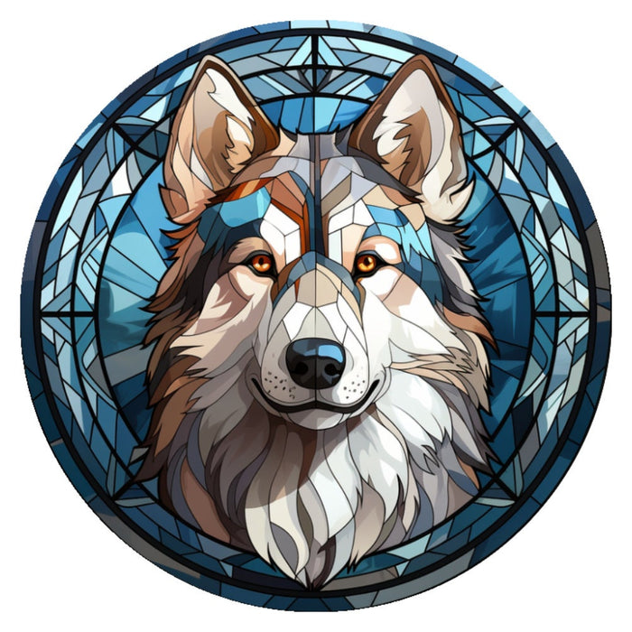 10 Husky Dog Stained Glass Look Sign, Metal Wreath Sign, Home Decor