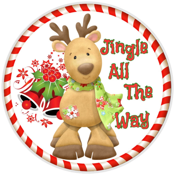 10 Jingle All The Way Reindeer Christmas Sign, Wreath Sign, Home Decor