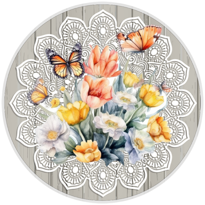 10” Lace  Butterfly Sign, Home Decor, Aluminum, The Ritzy Cactus