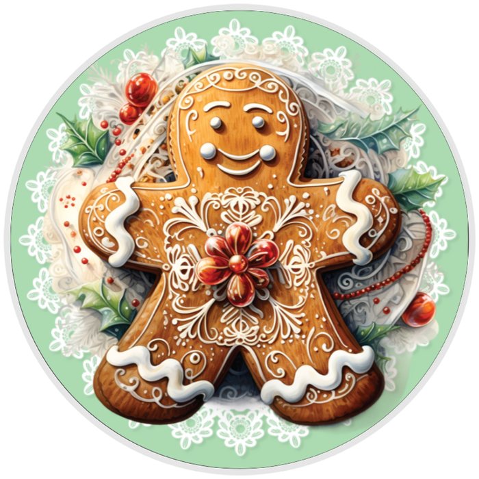 10” Lace Gingerbread Sign, Metal Wreath Sign Home Decor, Aluminum, The Ritzy Cactus