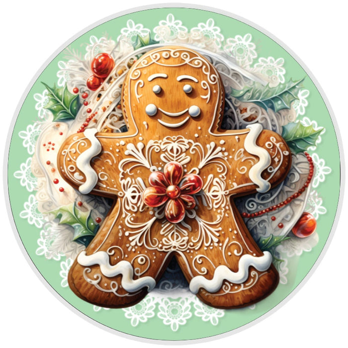 10 Lace  Gingerbread Wreath Sign, Metal Wreath Sign, Home Decor