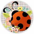 10” Ladybug Floral Wreath Sign, Home Decor, Aluminum, The Ritzy Cactus