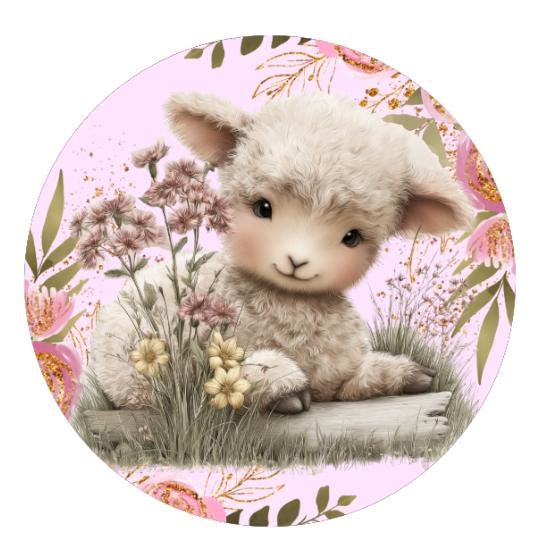 10 Lamb Floral Sign, Metal Wreath Sign, Home Decor