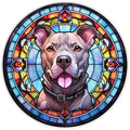 10 Laughing PitBull Stained Glass Look Sign, Metal Wreath Sign, Home Decor