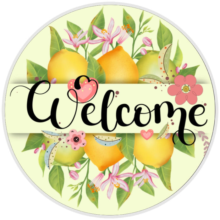 10 Lemon Floral Welcome Sign, Wreath Sign, Home Decor