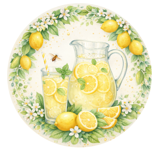 10" Lemonade Sign, Metal Wreath Sign, Home Decor, DIY Wreath Supply