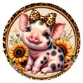 10 Leopard Bow Pig Sign, Metal Wreath Sign, Home Decor