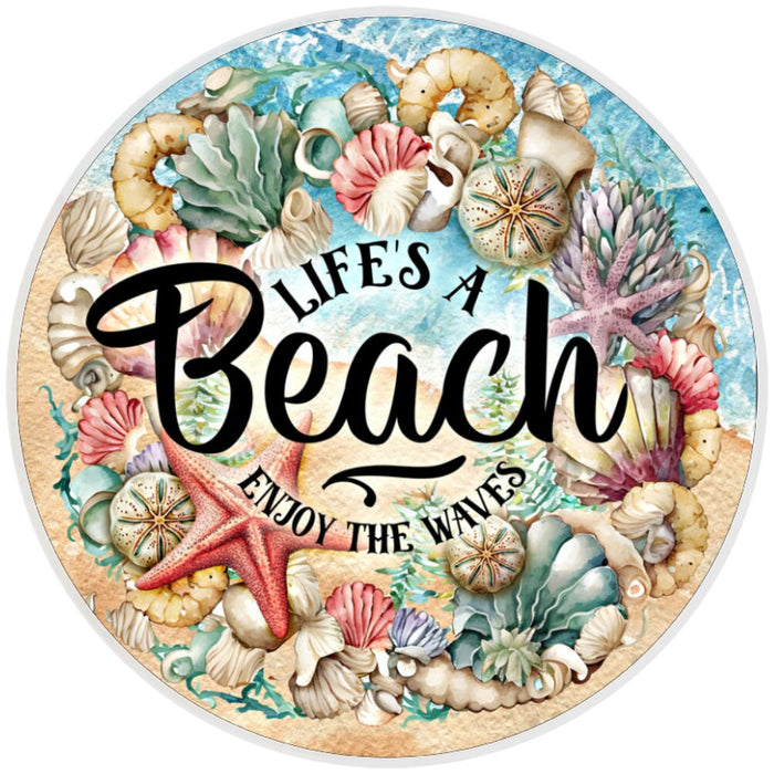 10" Lifes a Beach Sign, Wreath Sign, Home Decor