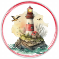 10” Lighthouse Water Wreath Sign, Home Decor, Aluminum, The Ritzy Cactus