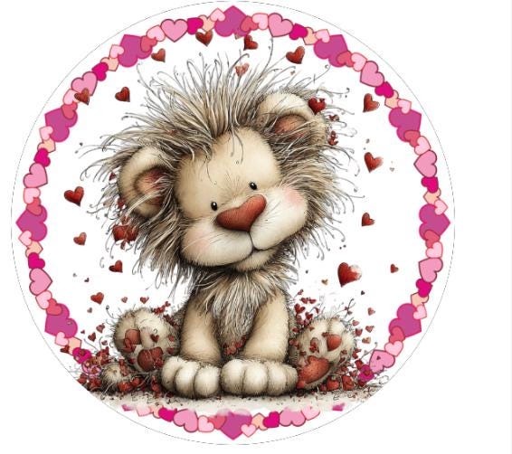 10 Lion Valentine Sign, Wreath Sign, Home Decor, Wreath Making Supplies
