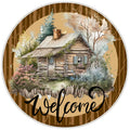 10 Log Cabin Country Welcome Sign, Wreath Sign, Home Decor, Metal Sign, The Ritzy Cactus