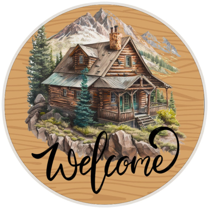 10 Log Cabin Welcome Sign, Wreath Sign, Home Decor, Metal Sign, The Ritzy Cactus