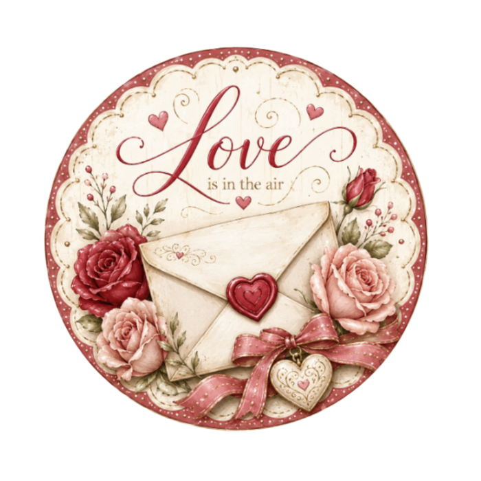 10" Love Letter Valentine Sign, Metal Wreath Sign, Home Decor