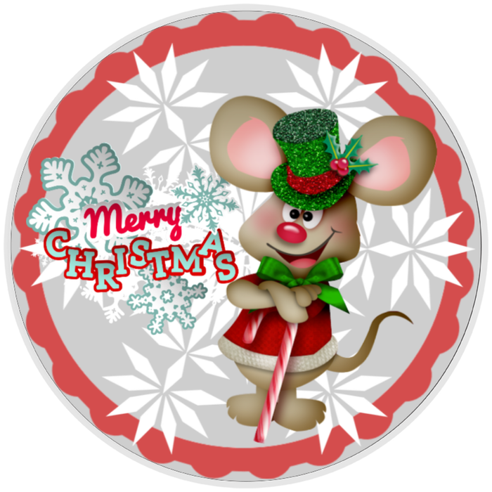 10” Merry Christmas Mouse Sign, Home Decor, Aluminum, The Ritzy Cactus