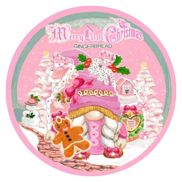 10 Merry Pink Gnome  Gingerbread Wreath Sign, Metal Wreath Sign, Home Decor