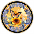 10”  Monarch Butterfly Sunflower Sign, Home Decor, Aluminum, The Ritzy Cactus