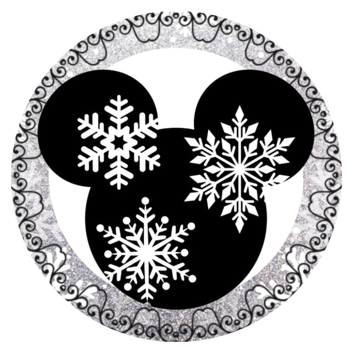 10 Mouse Black & White Winter Wreath Sign, Metal Wreath Sign, Home Decor