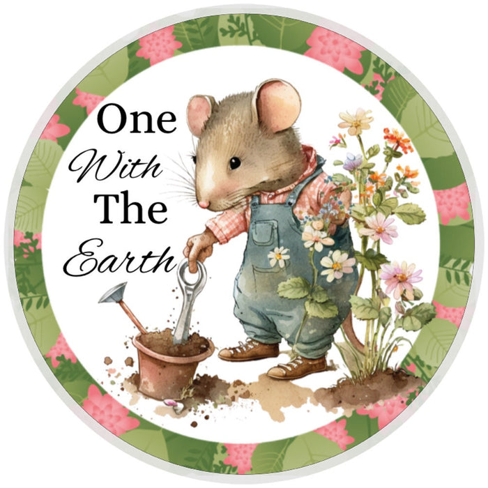 10 Mouse Garden Earth Sign, Wreath Sign, Home Decor, Metal Sign, The Ritzy Cactus