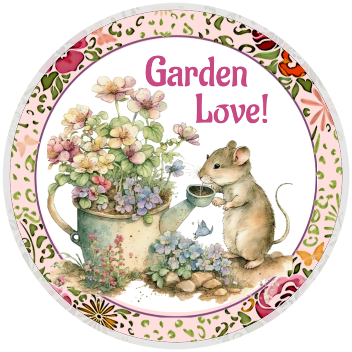 10” Mouse Garden Love Sign, Home Decor, Aluminum, The Ritzy Cactus