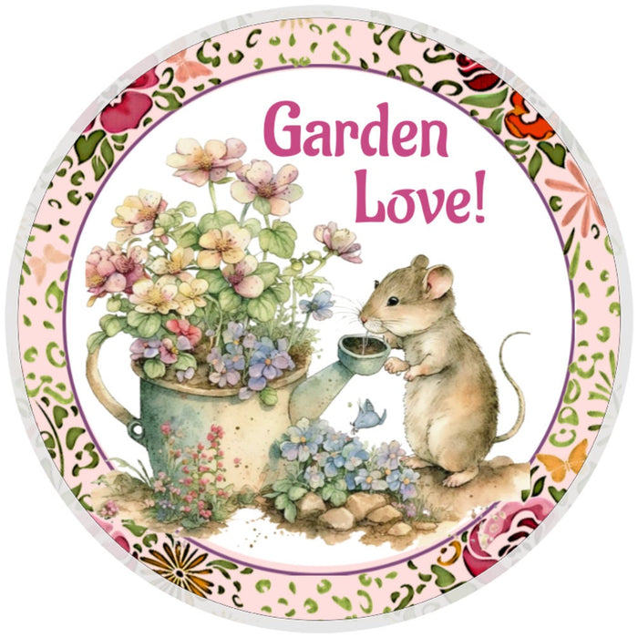 10 Mouse Garden Love  Sign, Wreath Sign, Home Decor, Metal Sign, The Ritzy Cactus